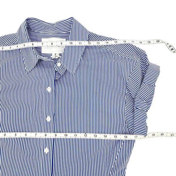 FRAME Button Down Striped Rolled Sleeve Top S - Picture 8 of 9